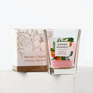 Свеча ароматическая в стекле «Summer romance» аромасвеча, аромат дыня, 6,8 х 8 см.