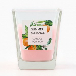 Свеча ароматическая в стекле «Summer romance» аромасвеча, аромат дыня, 6,8 х 8 см.