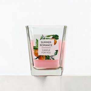 Свеча ароматическая в стекле «Summer romance» аромасвеча, аромат дыня, 6,8 х 8 см.