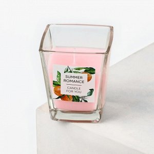 Свеча ароматическая в стекле «Summer romance» аромасвеча, аромат дыня, 6,8 х 8 см.