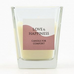 Свеча ароматическая в стекле «Happiness» аромасвеча, аромат грейпфрут и мёд, 6,8 х 8 см.