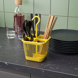 UPPDATERA, подставка для столовых приборов, желтый, 12x12 см