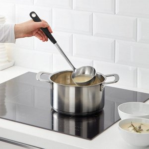 IKEA 365+ HJLTE, Половник для супа, нержавеющая сталь/черный