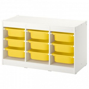 TROFAST, комбинация для хранения с коробками, белый / желтый, 99x44x55 см