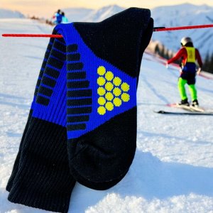 Носки для активных видов спорта, размер 39-42 хлопок, Монголия (цвет синий)