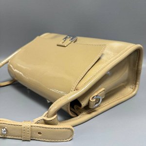 Сумка женская бежевая натуральная кожа лак