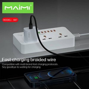 Akuma Кабель зарядный USB Maimi X87 6A USB - iOS Lightning, Type-C , Micro USB 1м