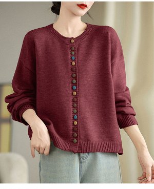 Женский вязаный кардиган с круглым вырезом