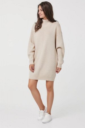 Платье-свитер короткое из шерсти кокосовое