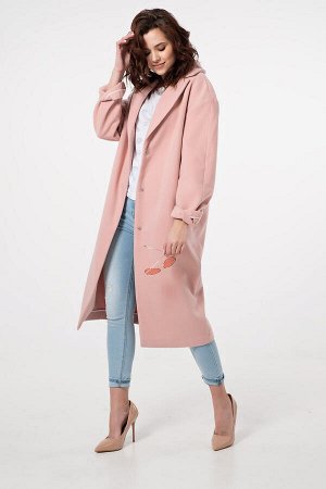 Пальто демисезонное оверсайз длинное розовое