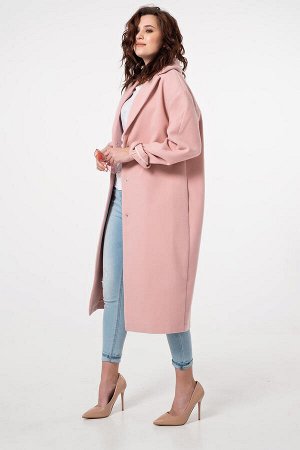 Пальто демисезонное оверсайз длинное розовое