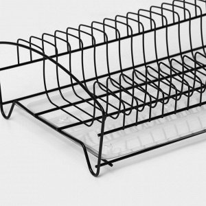 Сушилка для посуды с поддоном, 38x24,5x12,4 см, чёрный
