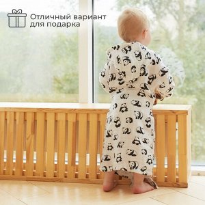 Халат детский муслиновый LoveLife «Панды» (5 лет, рост 110-116 см) 100% хлопок, 235 г/м²