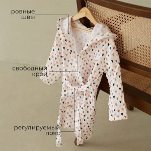Халат детский муслиновый LoveLife «Сердечки» (2 года, рост 92-98 см) 100% хлопок, 235 г/м²