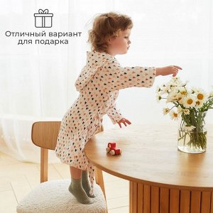 Халат детский муслиновый LoveLife «Сердечки» (2 года, рост 92-98 см) 100% хлопок, 235 г/м²