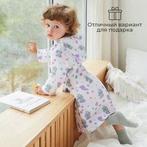 Халат детский муслиновый LoveLife «Единороги» (2 года, рост 92-98 см) 100% хлопок, 235 г/м²
