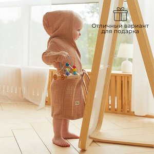 Халат детский муслиновый LoveLife (3 года, рост 98-104 см), цвет пудровый, 100% хлопок, 235 гр/м2