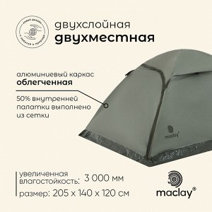Палатка туристическая, трекинговая maclay BAIKAL Cool 2, 2-местная