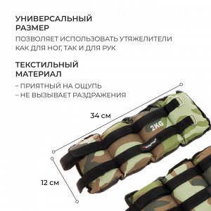 Утяжелители ONLYTOP, 2 шт. х 2 кг, цвет хаки