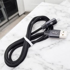 Кабель для зарядки (USB-кабель зарядный) MicroUSB TWILL с металлическим наконечниками черный, 2 А, 1 м (ik-12MTW black)