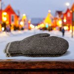 Варежки взрослые теплые шерстяные 100% шерсть (размер 1 , цвет шоколадный/коричневый полоска букле)