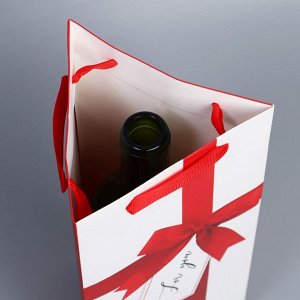 Пакет подарочный под бутылку, упаковка, «For You», 13 х 32 х 11,3 см