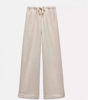 БРЮКИ WIDE-LEG ИЗ РЕЛЬЕФНОЙ ТКАНИ арт. 8372245, экрю