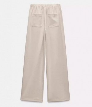 БРЮКИ WIDE-LEG ИЗ РЕЛЬЕФНОЙ ТКАНИ арт. 8372245, экрю