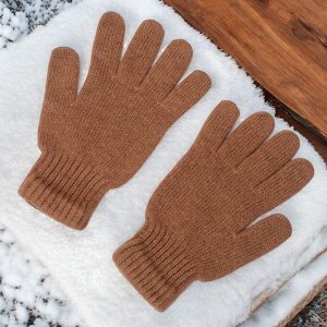 Перчатки детские теплые из натуральной овечьей шерсти (70% шерсть), размер 2, цвет РЫЖИЙ