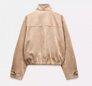 КУРТКА ИЗ ИСКУССТВЕННОЙ ЗАМШИ С ВЫСОКИМ ВОРОТНИКОМ арт. 8794993, рыже-коричневый