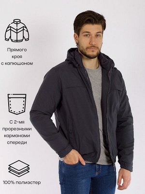 Куртка Куртка на молнии с капюшоном. Модель прямого кроя с 2 прорезными карманами  спереди .
Цвет:&nbsp;
					
						
								темно-синий						
					
Состав:&nbsp;
					 100 % полиэстер .
Сезон:&nbsp;