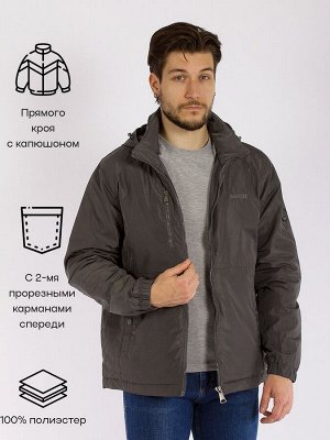 Куртка Куртка на молнии с капюшоном. Модель прямого кроя с 2 прорезными карманами  спереди .
Цвет:&nbsp;
					
						
								темно-серый						
					
Состав:&nbsp;
					 100 % полиэстер .
Сезон:&nbsp;
