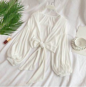 Блуза Блуза, оформленная длинными рукавами, полиэстер. Размер (длина рукава 45см, длина изделия 40см): free size