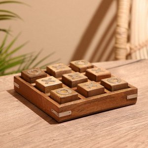 Игра настольная «Крестики-нолики», 17x17 см, манговое дерево, сталь