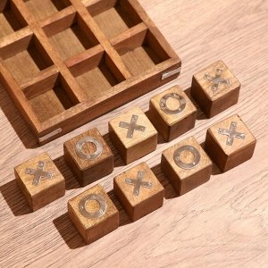 Игра настольная «Крестики-нолики», 17x17 см, манговое дерево, сталь