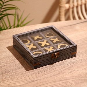 Игра настольная «Крестики-нолики», 18x18 см, манговое дерево, латунь
