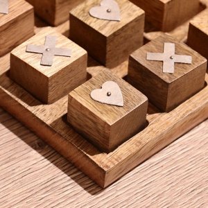 Игра настольная «Крестики-нолики», 12x12x3 см, манговое дерево