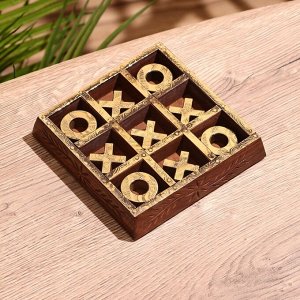 Игра настольная «Крестики-нолики», 13x13 см, дерево шишам, латунь