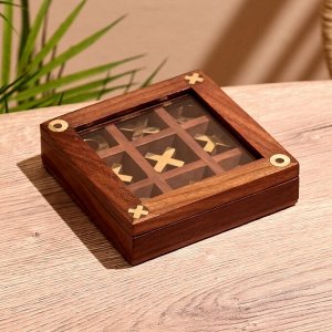 Игра настольная «Крестики-нолики», 13x13 см, манговое дерево, латунь