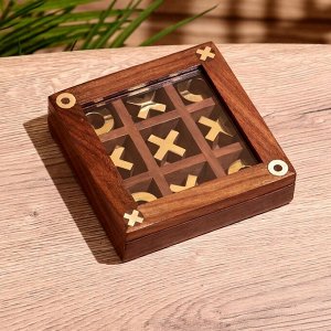Игра настольная «Крестики-нолики», 13x13 см, манговое дерево, латунь
