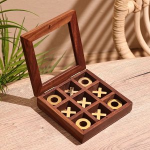 Игра настольная «Крестики-нолики», 13x13 см, манговое дерево, латунь