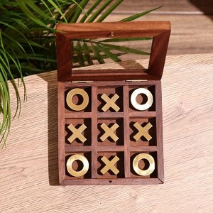 Игра настольная «Крестики-нолики», 13x13 см, манговое дерево, латунь