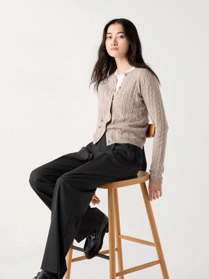 UNIQLO - широкие женские брюки с эластичной талией, увеличенная длина - 09 BLACK