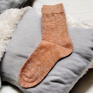 Носки из шерсти мериноса, размер 38-40 для межсезонья (рыжий)