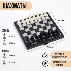 Шахматы пластиковые магнитные «Шахматы магнитные», компактные 13x13 см