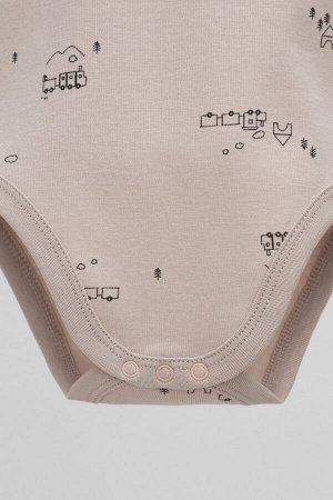 Полукомбинезон(Осень-Зима)+baby (игрушечные паровозики на кремовом)
