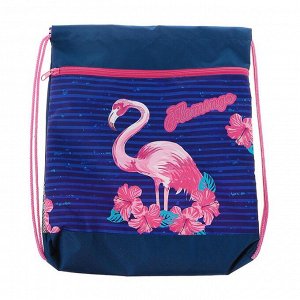 Мешок для обуви с карманом 430*350 Belmil Flamingo дев рюкзак, синий/розовый
