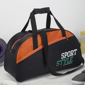 Сумка спортивная, отдел на молнии, наружный карман, длинный ремень, цвет чёрный/оранжевый
