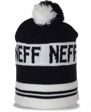 Шапка Черно-белая мужская шапка Neff в непринужденном стиле - комфортная модель для спорта и не только №436 ОСТАТКИ СЛАДКИ!!!!
