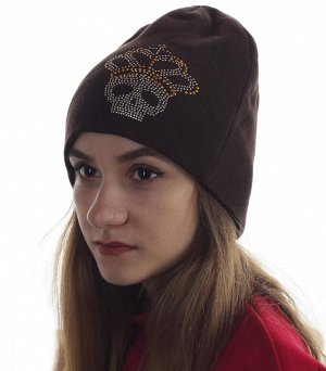 Шапка Роскошная женская шапка с аппликацией "Череп с короной" - модный дизайн, комфортная и теплая модель для любой погоды №1612 ОСТАТКИ СЛАДКИ!!!!